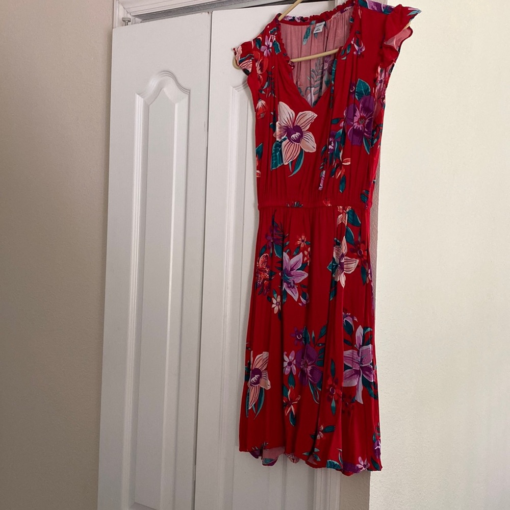 Red all over floral dress